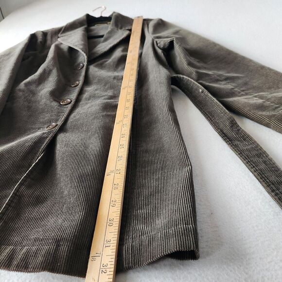 Caslon Vintage Corduroy Jacket Olive Green Belted 100% Cotton Petite Large - Picture 4 of 10